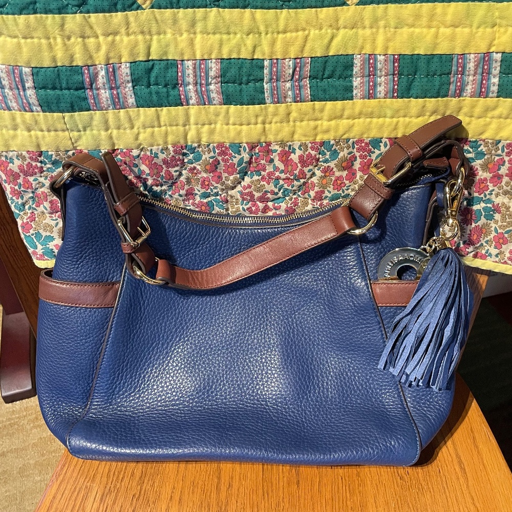 Isaac Mizrahi Navy Leather Shoulder Bag